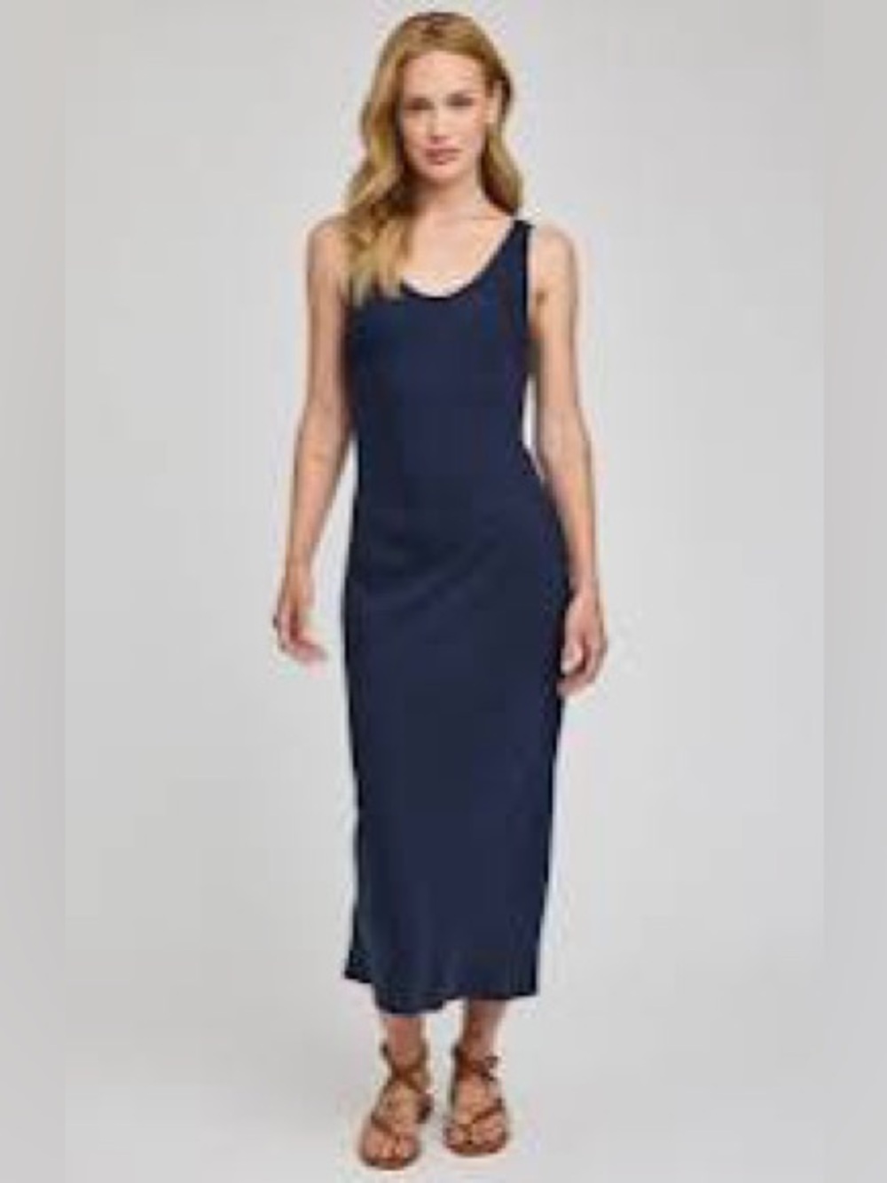 Sleeveless Navy Scoop Neck Maxi Dress for Women